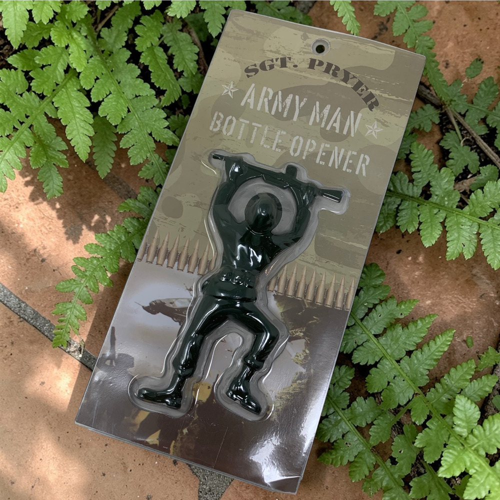 NEW Sgt. Pryer Novelty Army Man Beer Bottle Opener Militaria Humorous Packaged